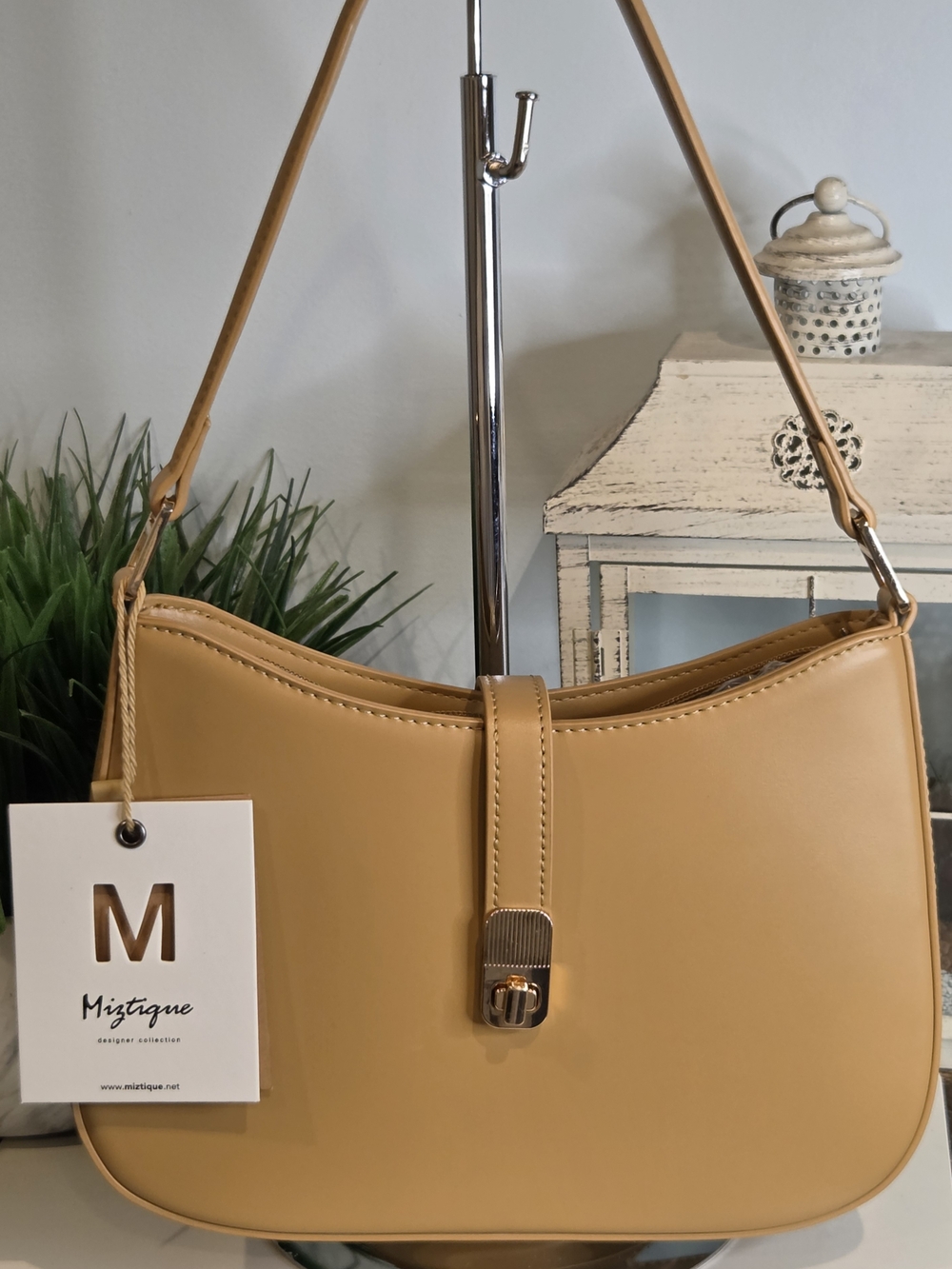 Miztique Tan Shoulder Bag with Front Strap